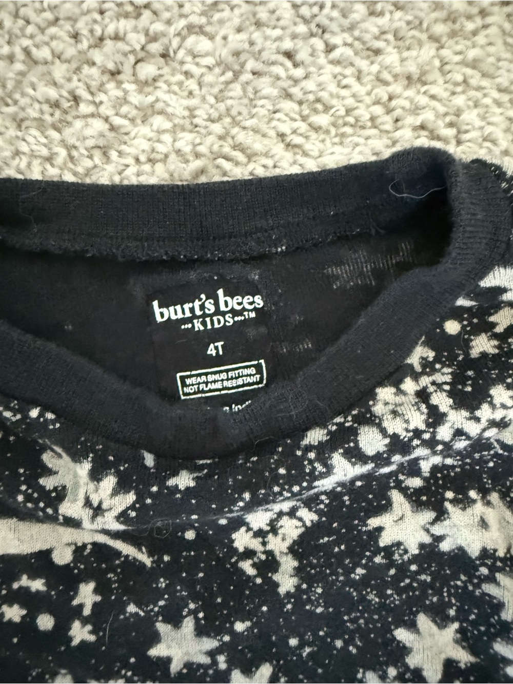 Burt's Bees Black Tee with White Celestial Print